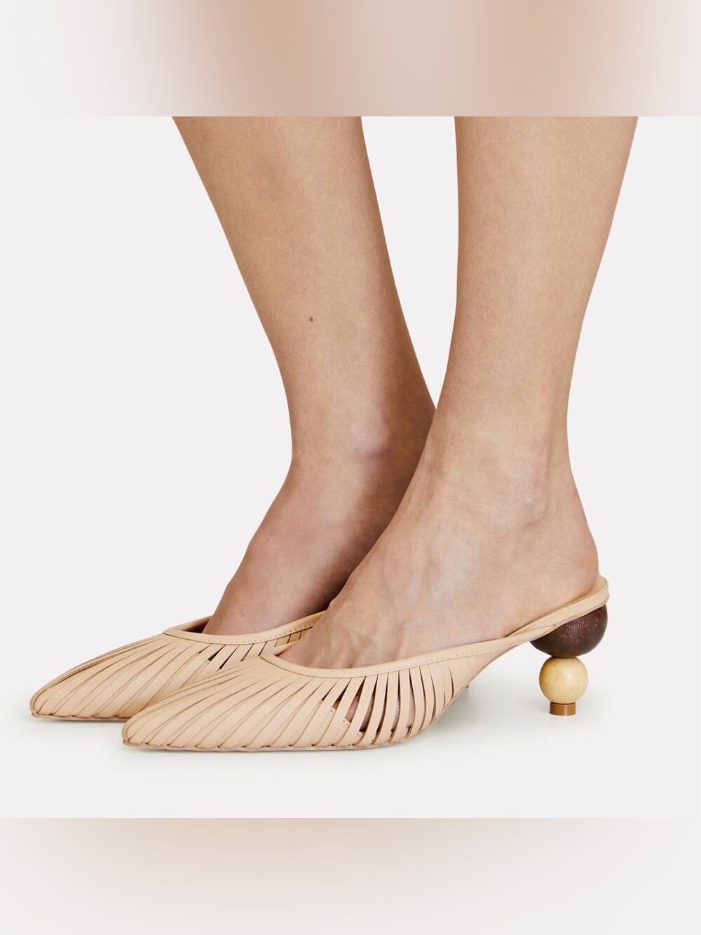 Cult Gaia Emma Leather Mules in Sand - Size 8